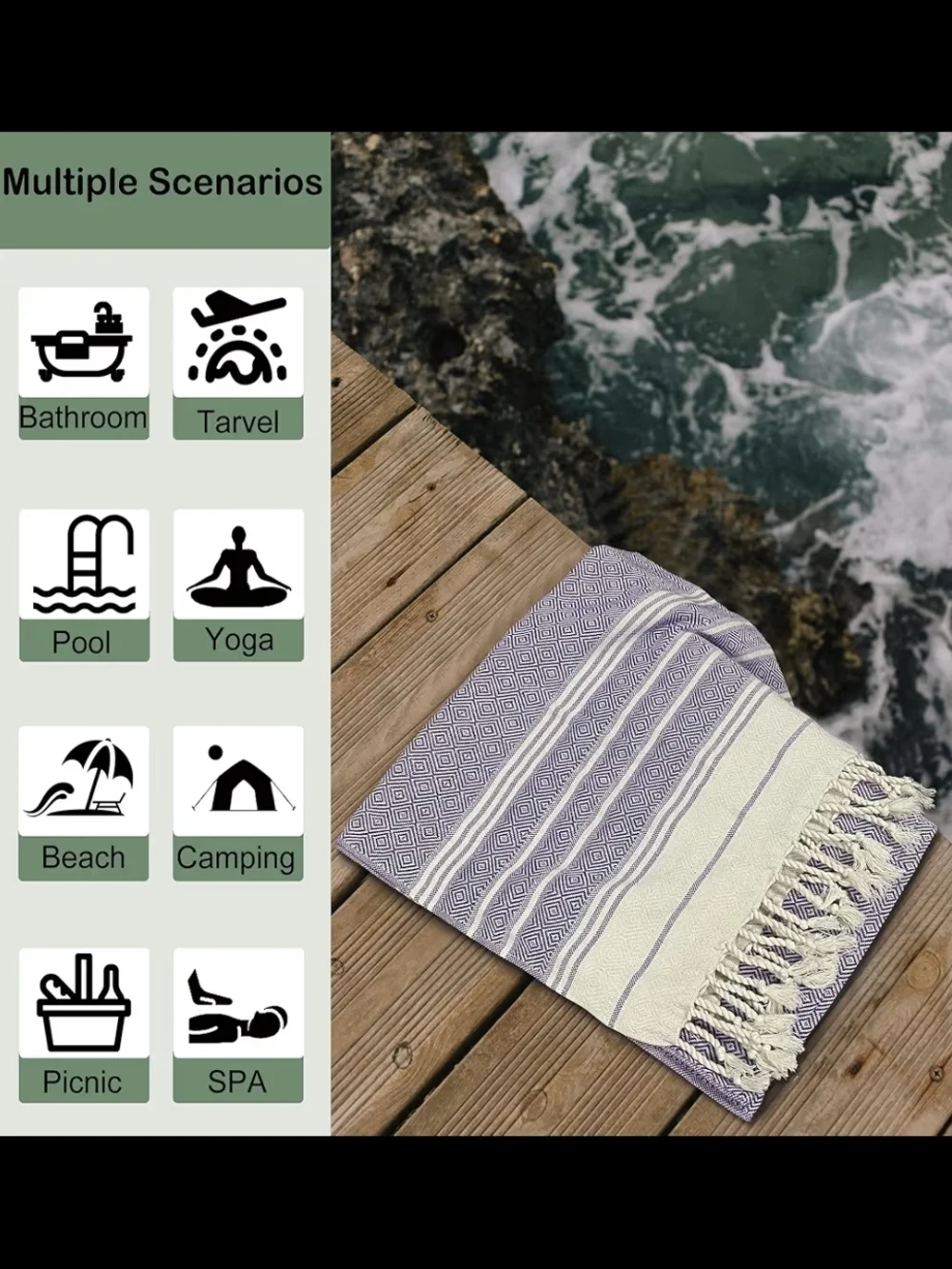 Lilac Turkish Throw, Also Known as a Peshtemal or Hammam XL #0232